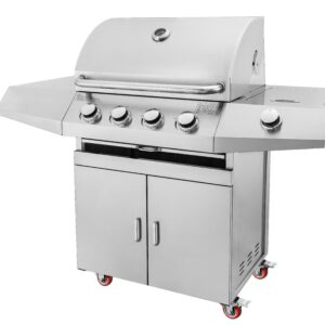 Parrilla a gas 4 quemadores con quemador lateral